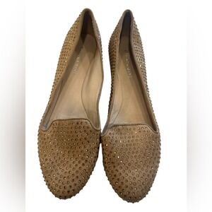 Gianni Bini Embellished Studded Tan Suede Ballet‎ Flats Women's Size 8M